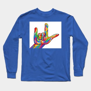 American Sign Language I Love You Bold Color Long Sleeve T-Shirt